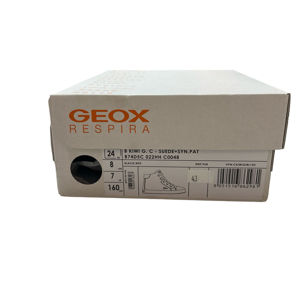 Geox Black Suede & Red Metallic Heart High Top Sneakers in Box - Size 8 (24)