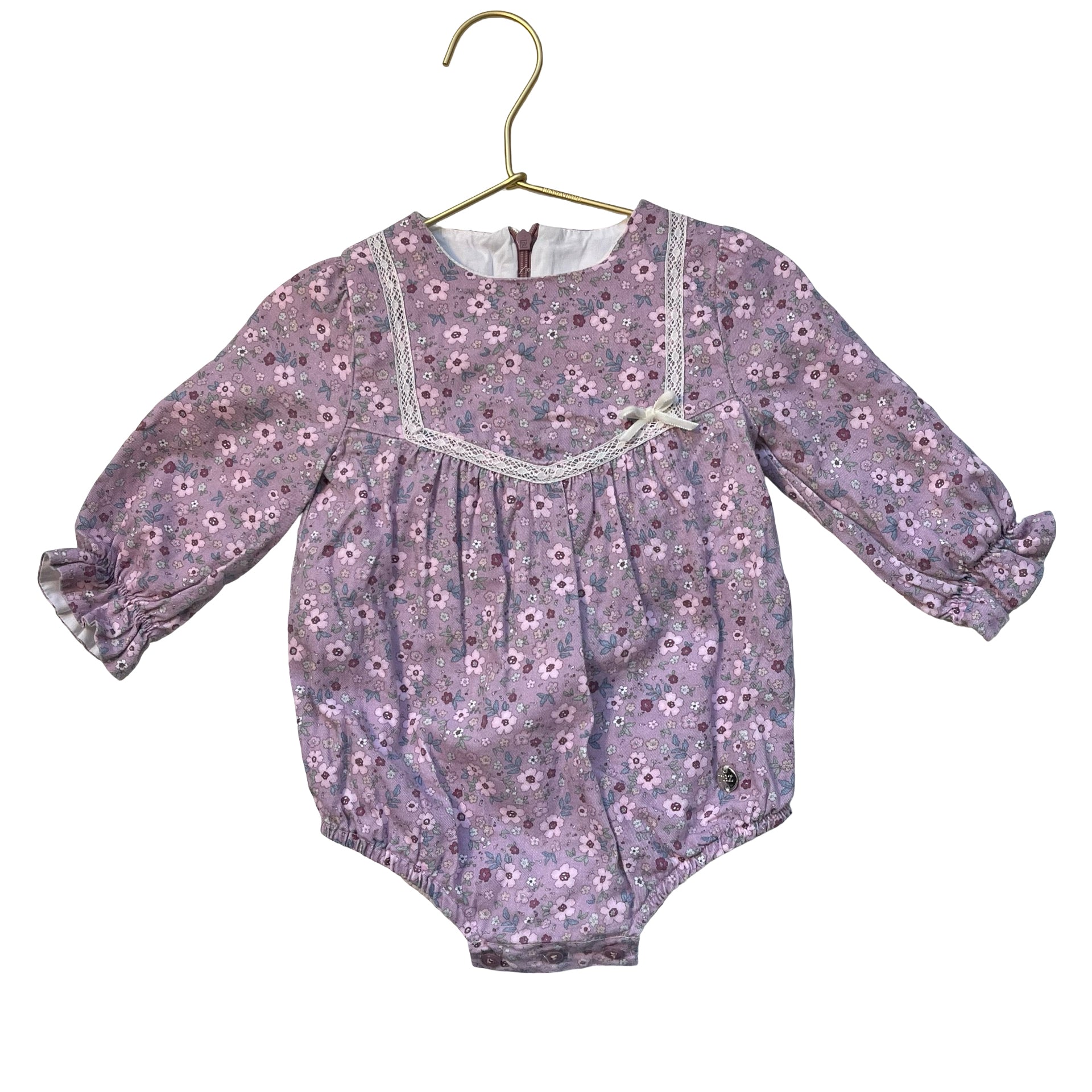 Paz Rodriguez Lavender Floral Bubble Romper - Size 12 Mo