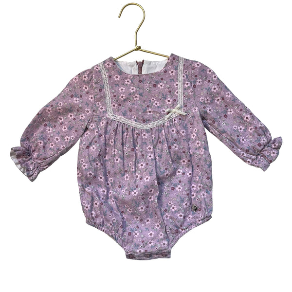 Paz Rodriguez Lavender Floral Bubble Romper - Size 12 Mo