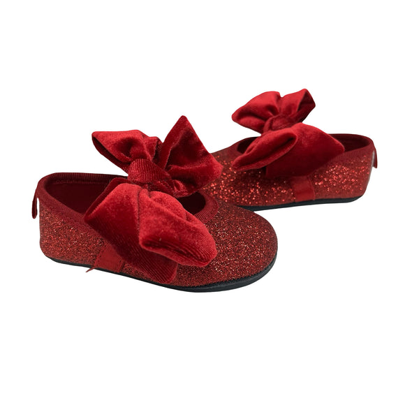 H&M Red Glitter Velvet Shoes - Size 16/17 (2/3)