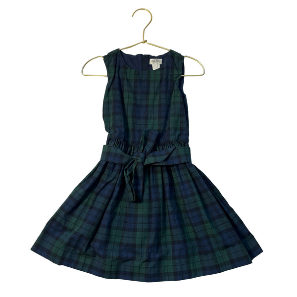 Crewcuts Green & Navy Plaid Dress with Belt - Size 4