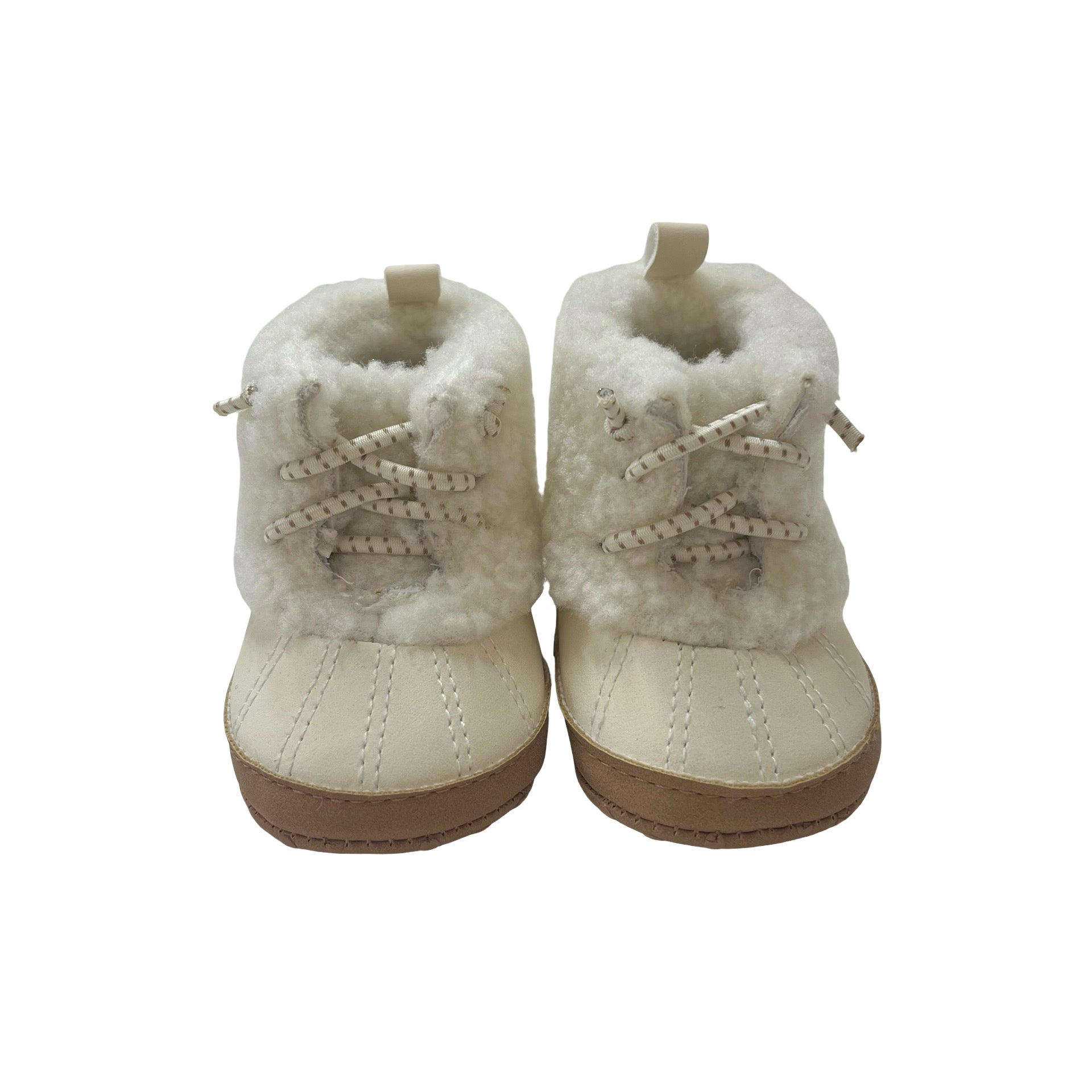 Carter's Ivory Sherpa Soft-Sole Booties - Size NB