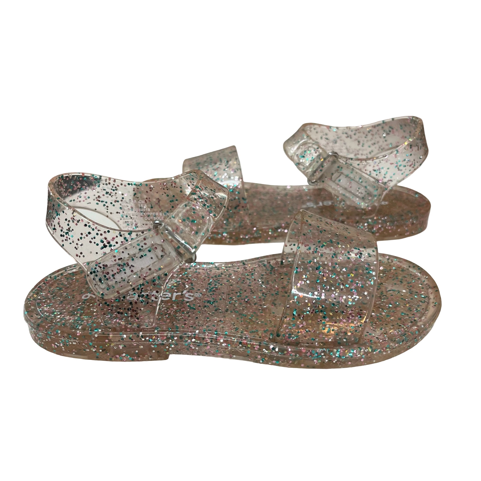 Carter's Teal & Pink Glitter Jelly Sandals - Size 9