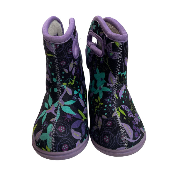 Bogs Black & Purple Floral Waterproof Boots - Size 5