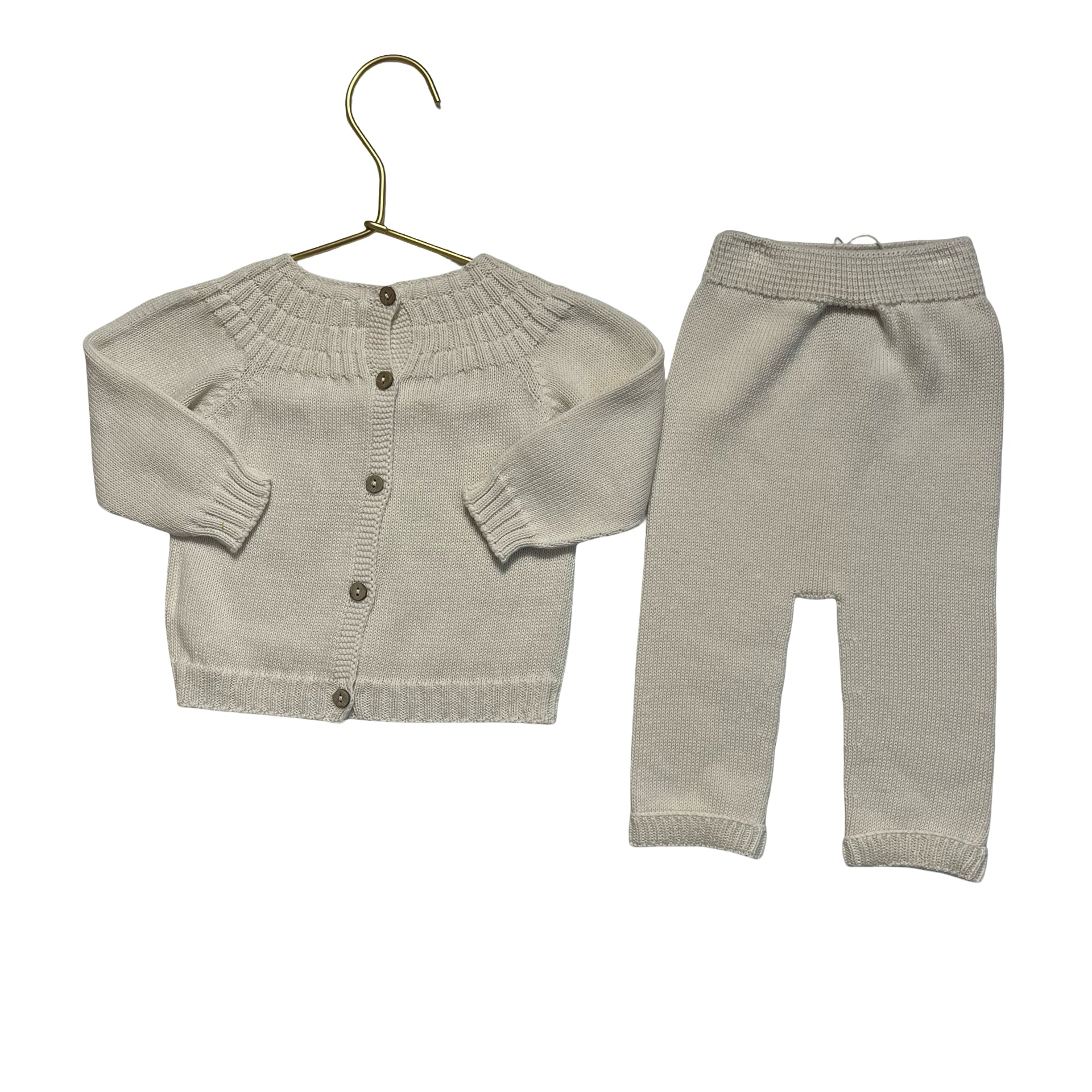 Li & Me Ivory Cotton Knit Sweater & Joggers Set - Size 6 Mo