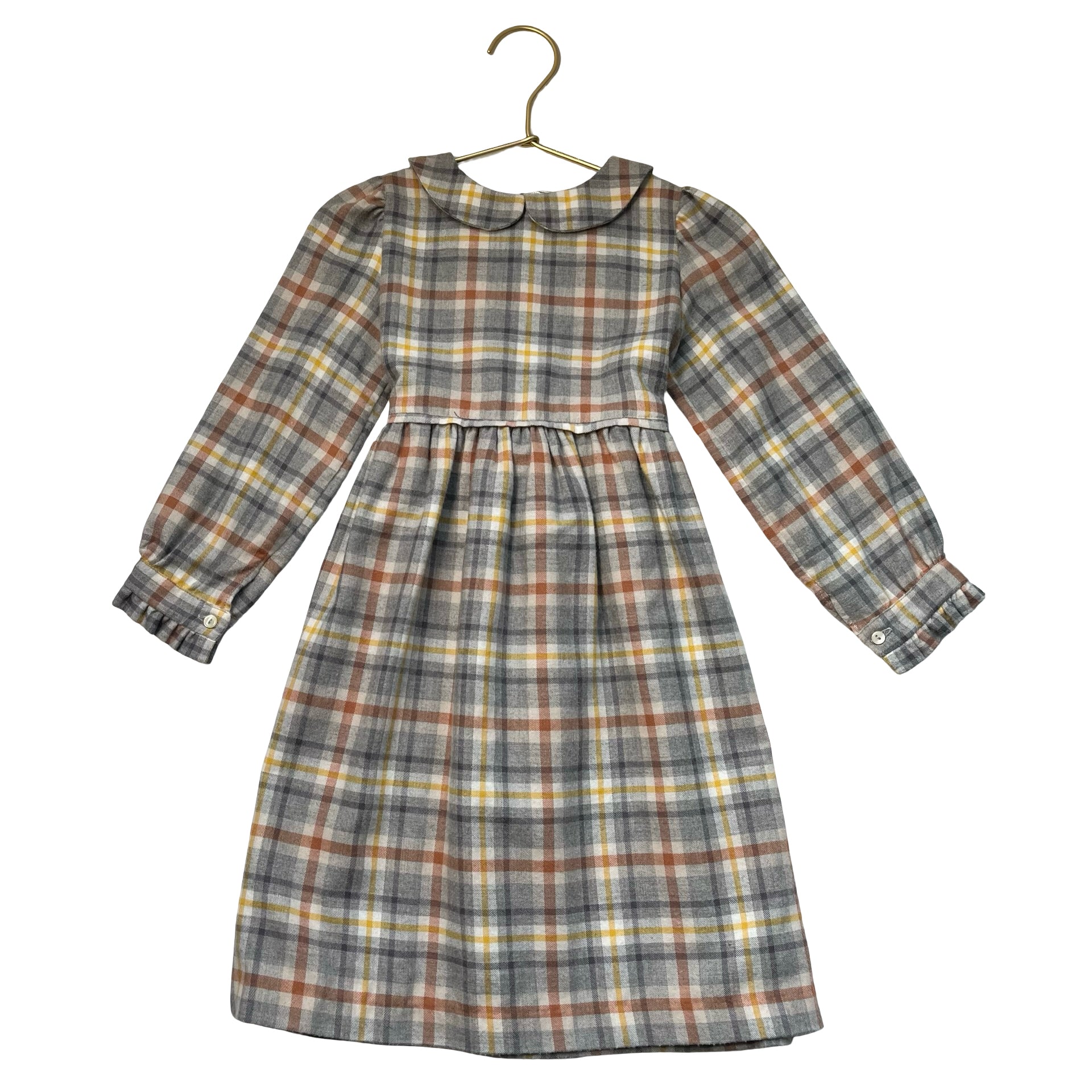 Plain Goods Gray Plaid Flannel Cotton-Wool Dress - Size 4