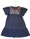 Imoga Navy & Silver Embroidered Dress, Pink Tassels - Size 8