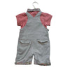 Mamas & Papas Gray Shortalls & Pink Polo, Floral Trim - Size 2-3