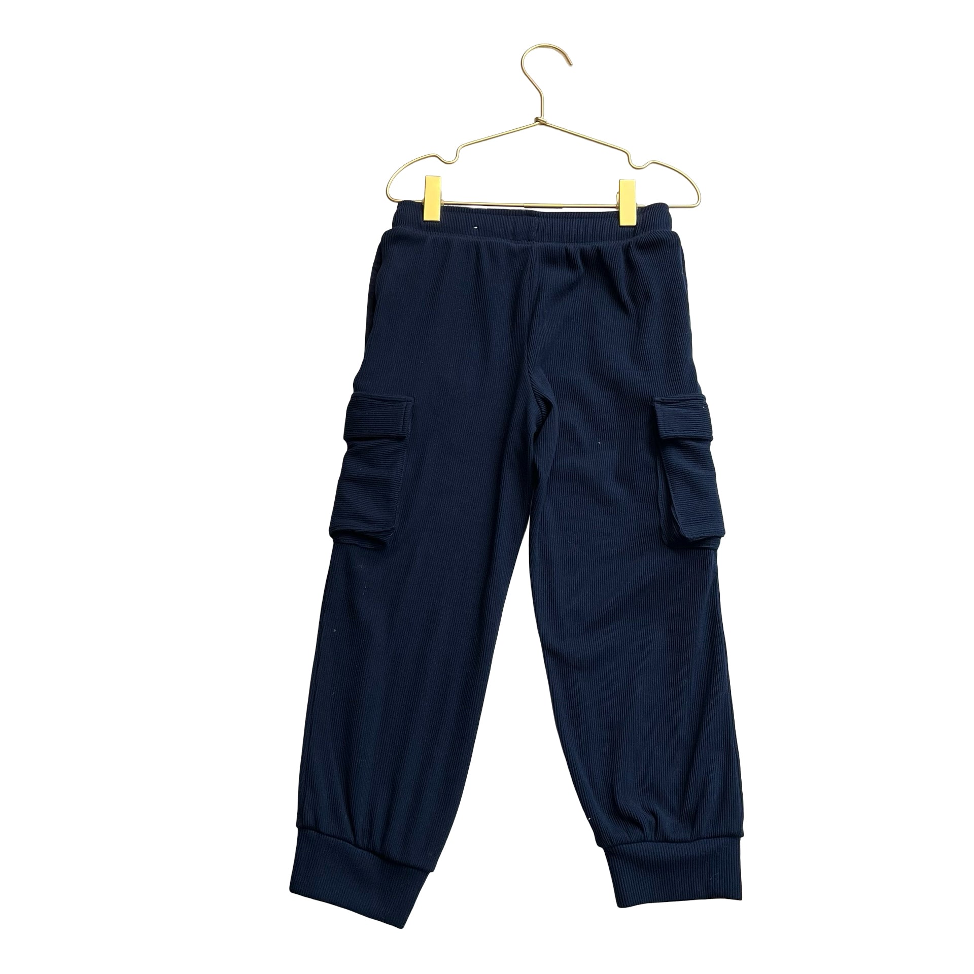 Children's Place Navy Ribbed Cargo Joggers - Size S 5-6