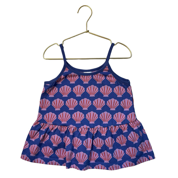 Hanna Andersson Purple Shell Print Peplum Tank Top - Size 6-7