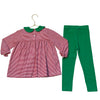 Stitchy Fish Red Striped Top & Green Leggings - Size 3T