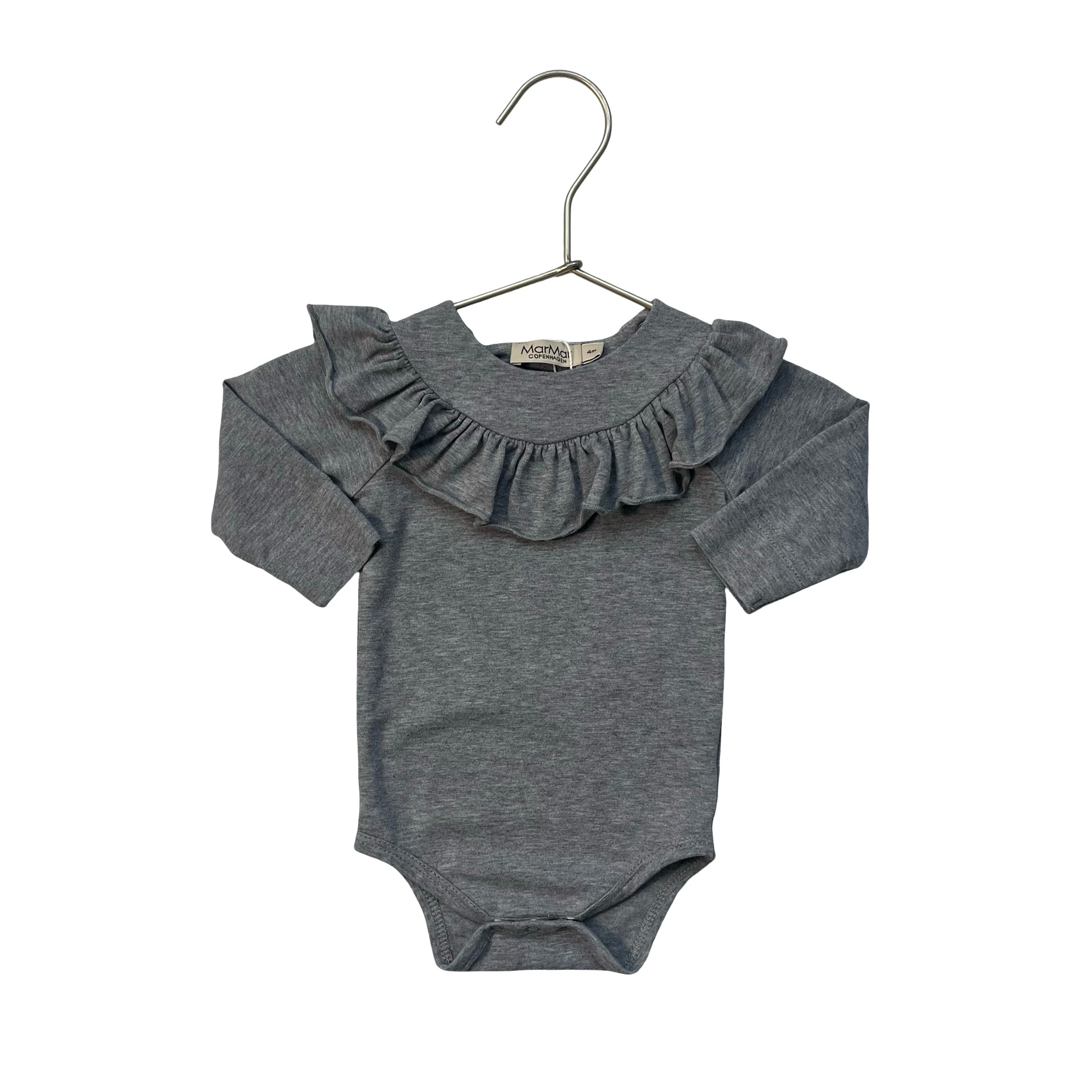 Mar Mar Gray Ruffle Collar Onesie Bodysuit - Size 4 Mo