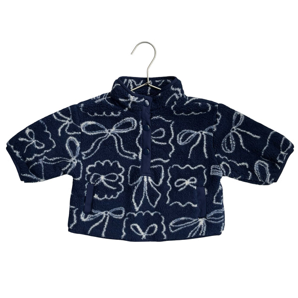 Next Navy Fleece Bow Print Pullover - Size 6-9 Mo