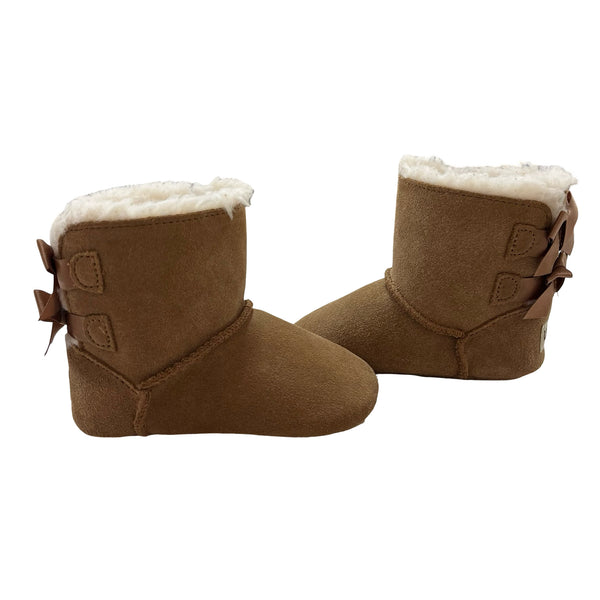 UGG Chestnut Baby Bailey Bow Booties - Size 2-3
