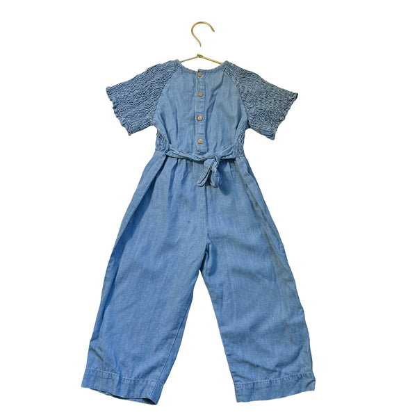 Zara Chambray Smocked Jumpsuit - Size 3-4