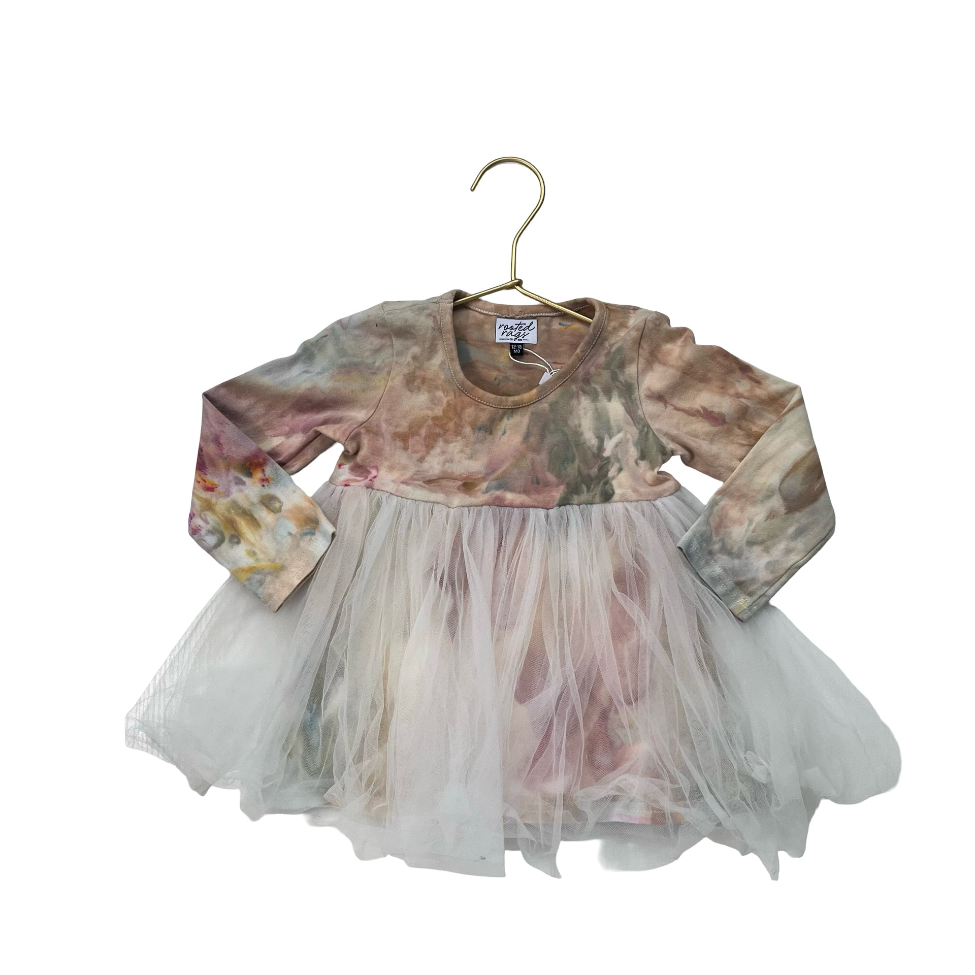 Rooted Rags Multi-Color Tie Dye & Ivory Tulle Dress - Size 12-18 Months