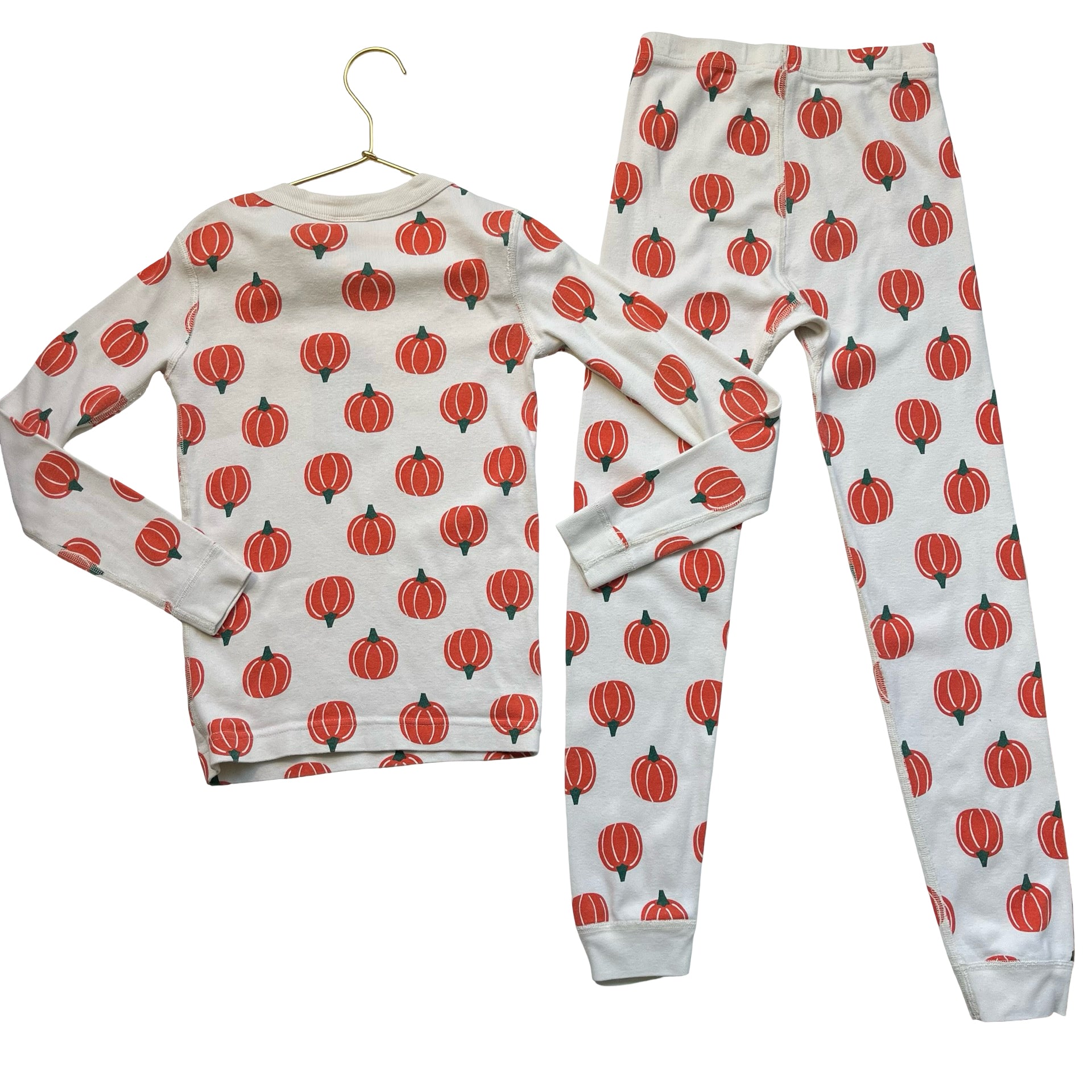 Hanna Andersson Ivory & Orange Pumpkin Print PJ Set - Size 8