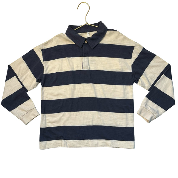 Rylee & Cru Navy & Ivory Striped Rugby Shirt - Size 8-9Y