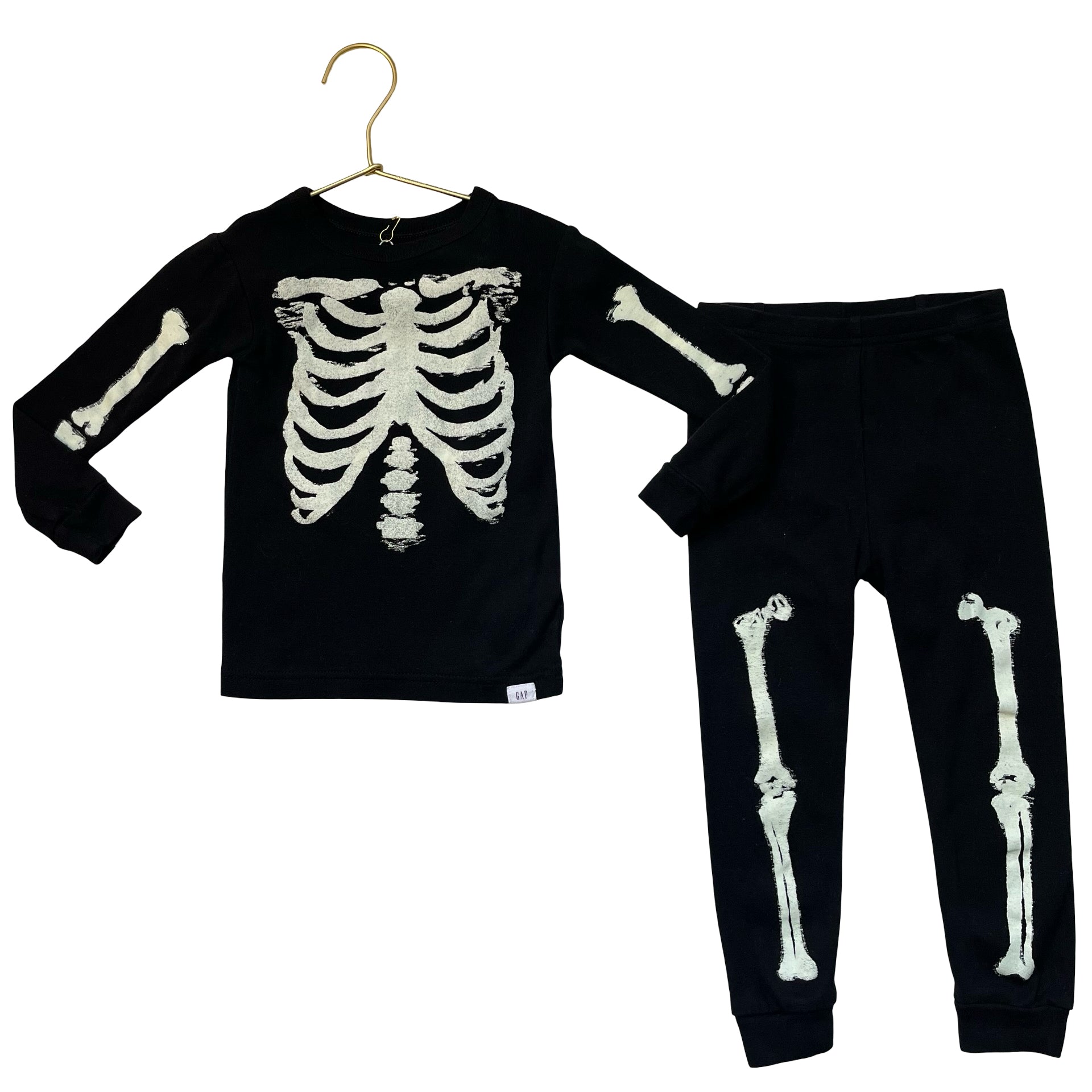 Baby Gap Black Glow-In-The Dark Skeleton PJ Set - Size 3