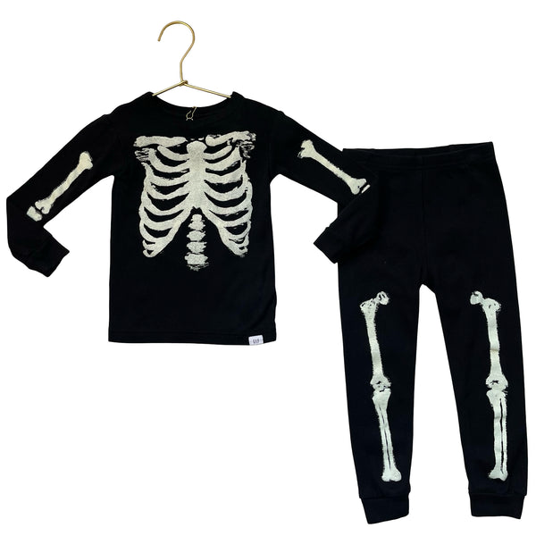 Baby Gap Black Glow-In-The Dark Skeleton PJ Set - Size 3