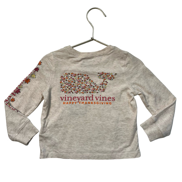 Vineyard Vines Oatmeal Thanksgiving Whale Graphic Shirt - Size 2T