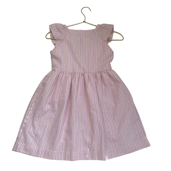 Crewcuts Pink, Peach, Metallic Stripe Seersucker Dress - Size 8