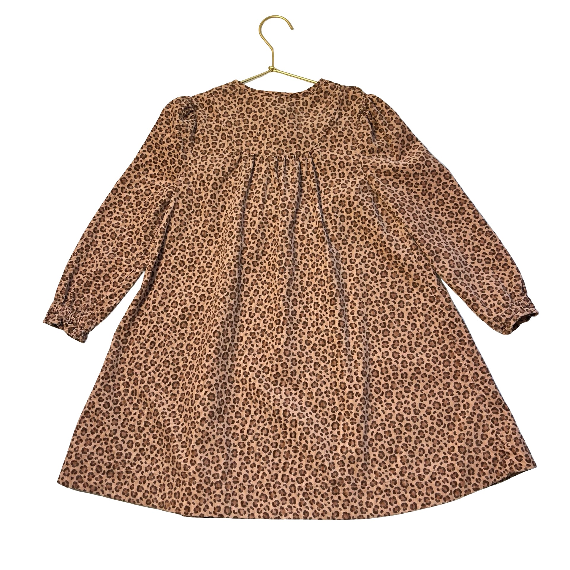 Mini Boden Brown Leopard Print Corduroy Dress - Size 6-7Y