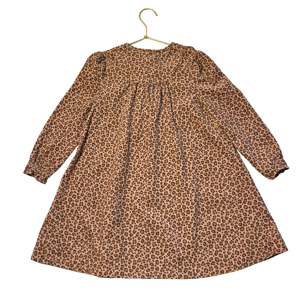 Mini Boden Brown Leopard Print Corduroy Dress - Size 6-7Y