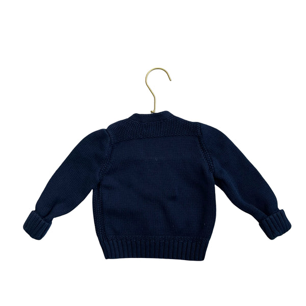 Ralph Lauren Navy Cotton V-Neck Sweater - Size 9 Mo
