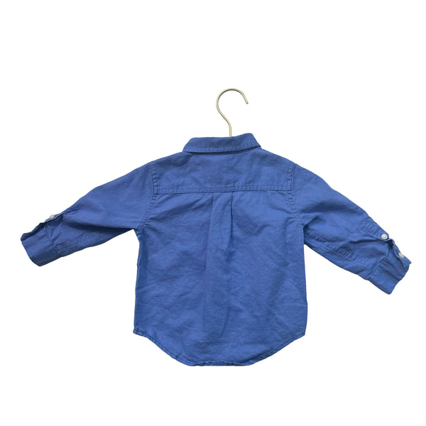 Gymboree Blue Linen-Cotton Button Down Shirt - Size 12-18 Mo
