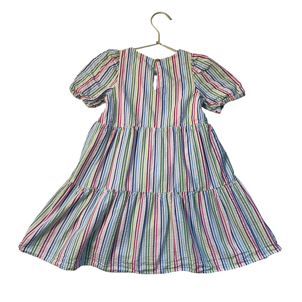 Crewcuts Rainbow Striped Seersucker Dress - Size 5