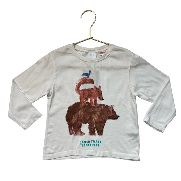 Zara Ivory 'Adventures Together' Animal Graphic Shirt - Size 2-3