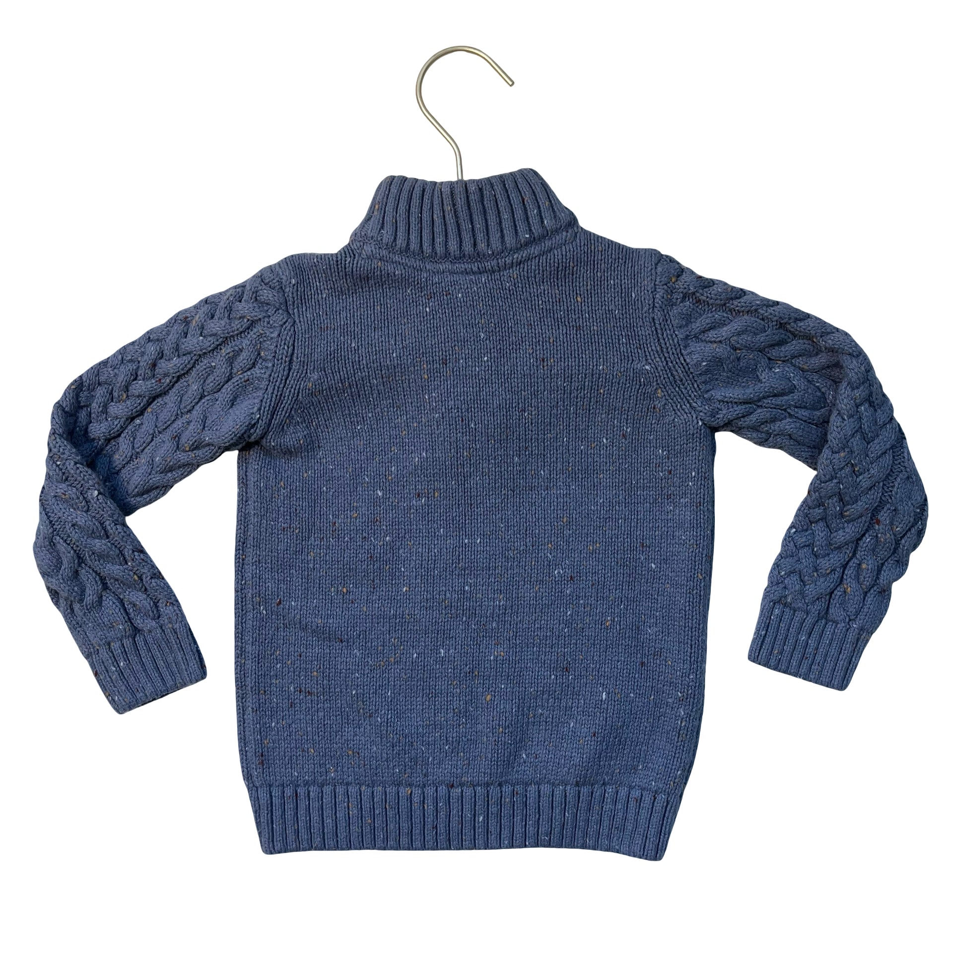 Gymboree Blue Speckled Cable Knit Quarter-Button Sweater - Size 3T