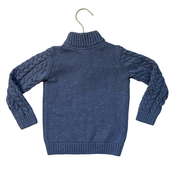 Gymboree Blue Speckled Cable Knit Quarter-Button Sweater - Size 3T