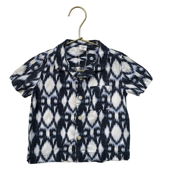 Baby Gap Navy & White Ikat Button Down Shirt - Size 12-18 Mo