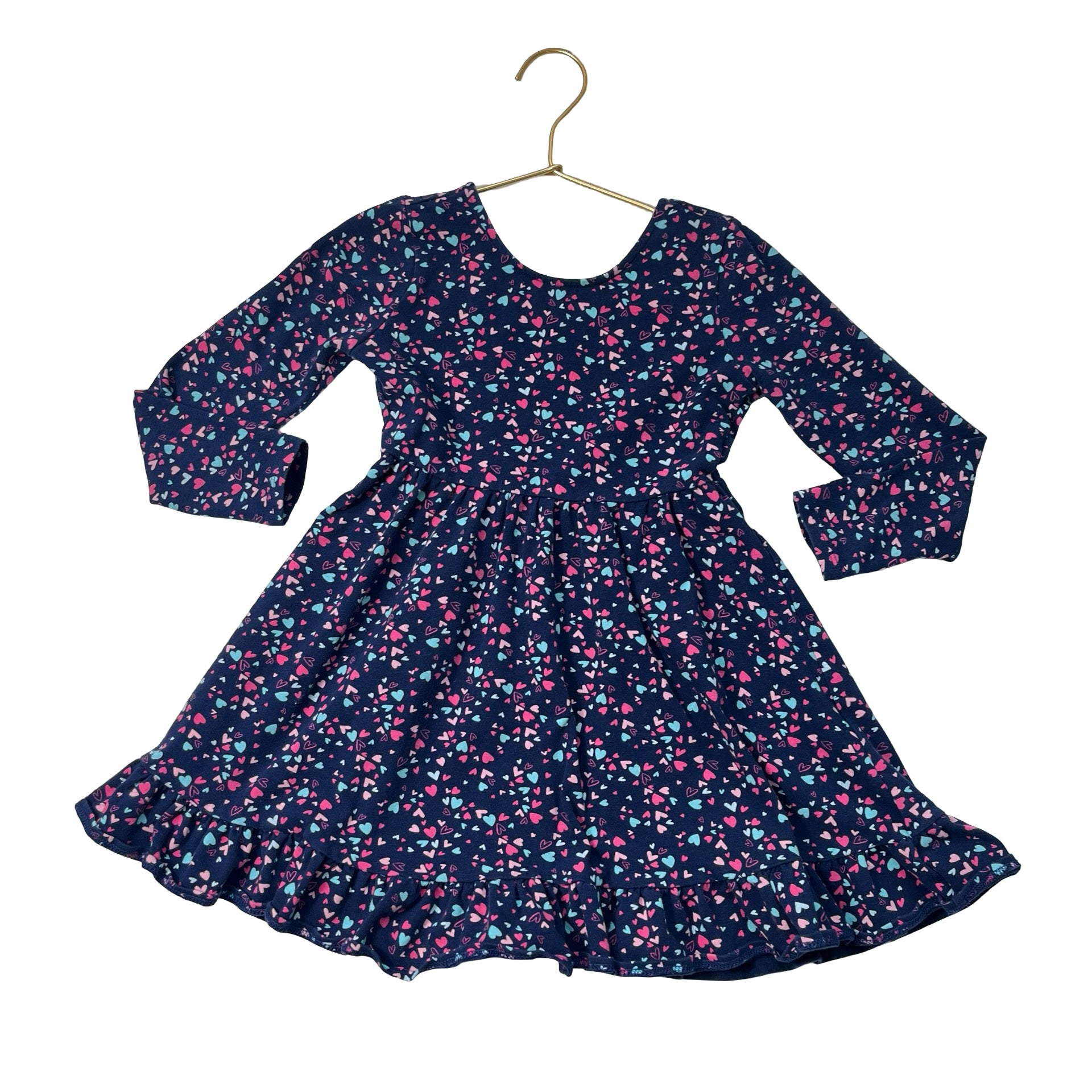 Crewcuts Navy Heart Print Dress- Size 5