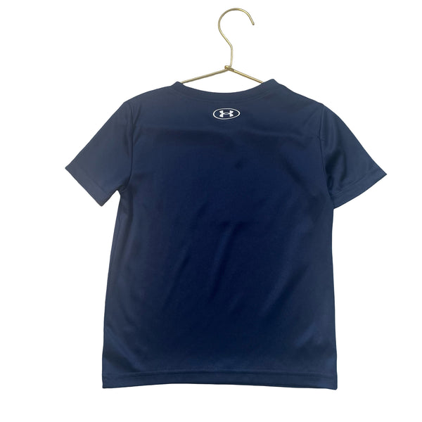 Under Armour Navy & Neon Logo Athletic T-Shirt - Size 4