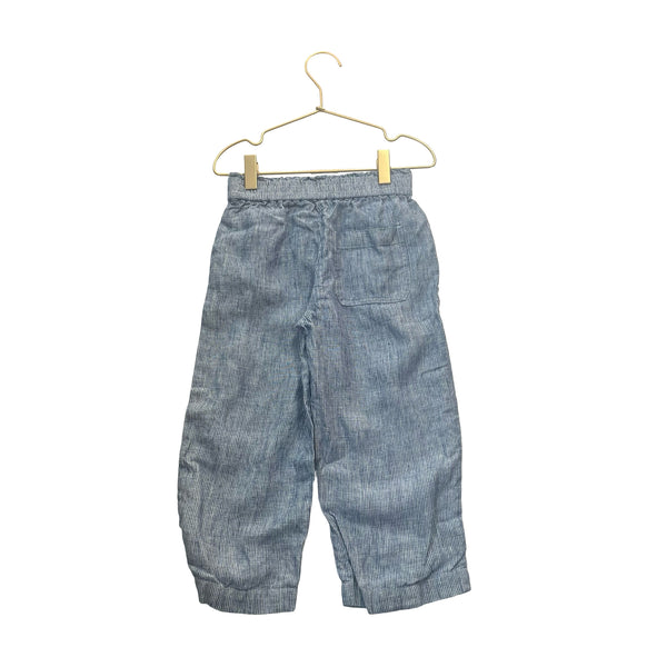 Crewcuts Blue & White Pattern Linen Ankle Pants - Size 6