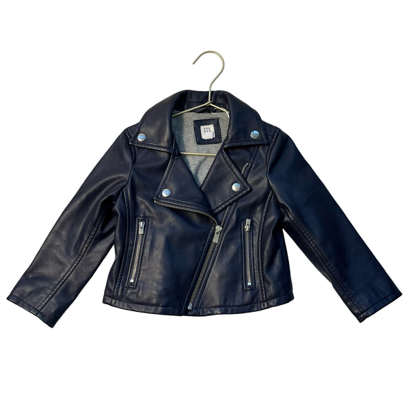 Baby Gap Navy Faux Leather Motorcycle Jacket - Size 3