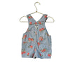OshKosh Light Blue Peach Fruit Print Shortalls - Size 9 Mo