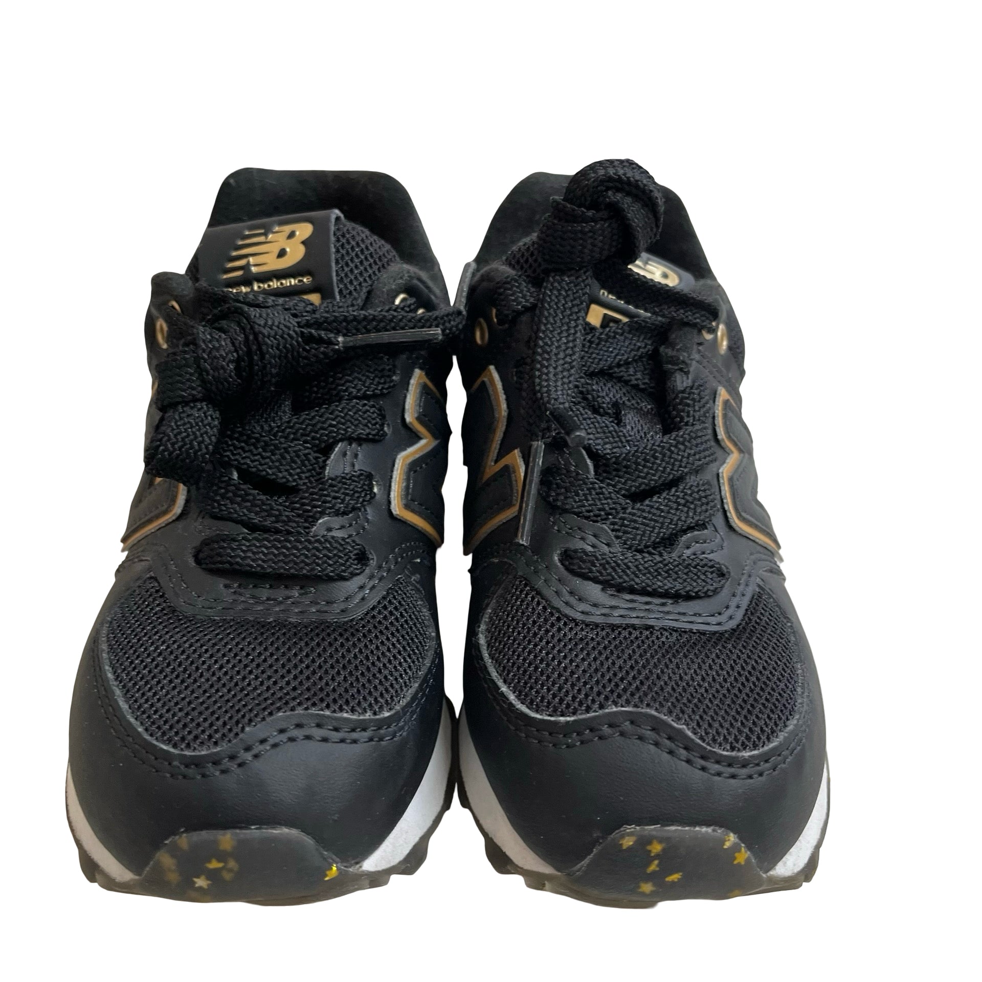New Balance 574 Black & Gold Sneakers - Size 10.5