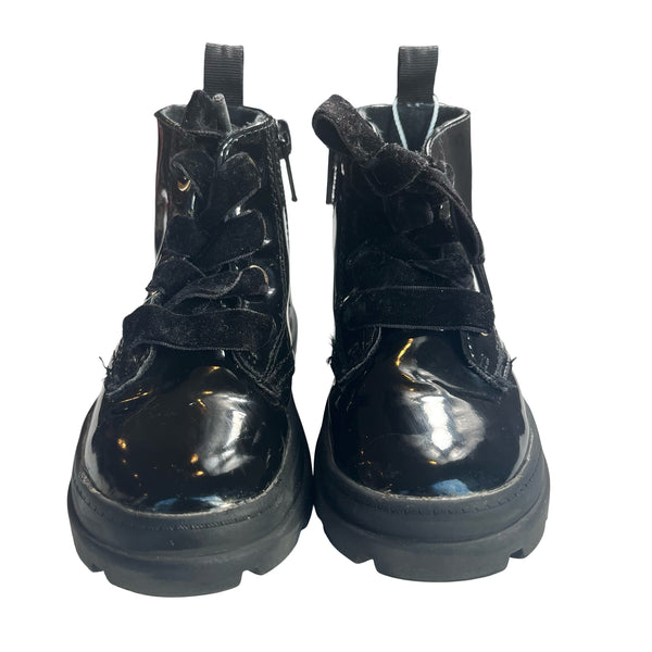 H&M Black Patent Boots, Velvet Laces - Size 7.5