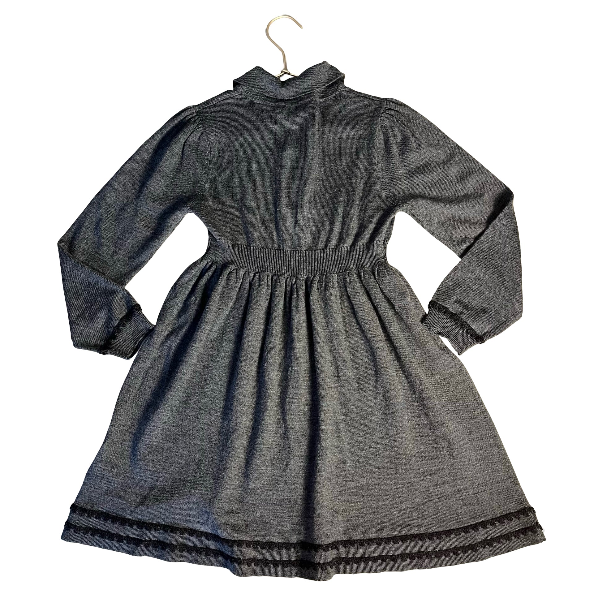 Zara Gray 100% Wool Polo Knit Sweater Dress - Size 8-9