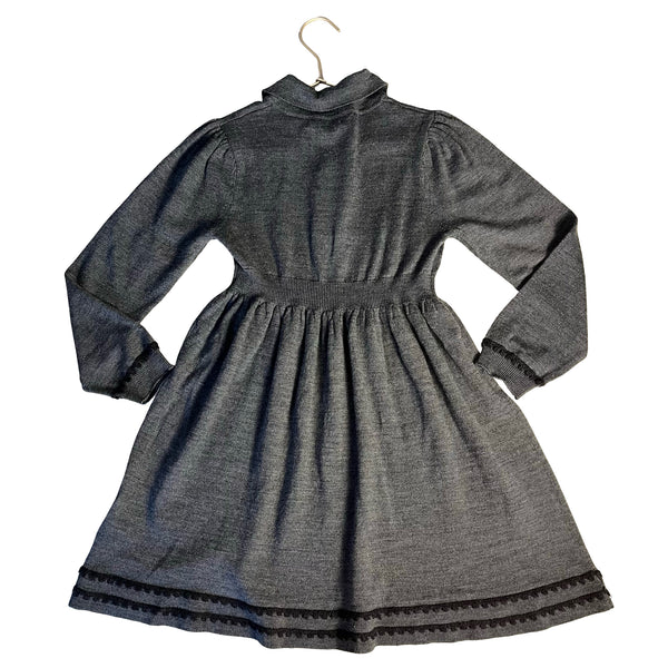 Zara Gray 100% Wool Polo Knit Sweater Dress - Size 8-9