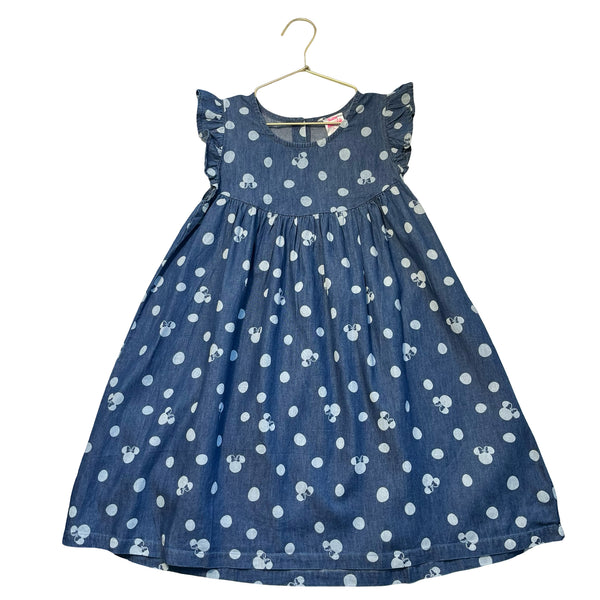 Disney Chambray Minnie & Dot Print Dress - Size 7-8