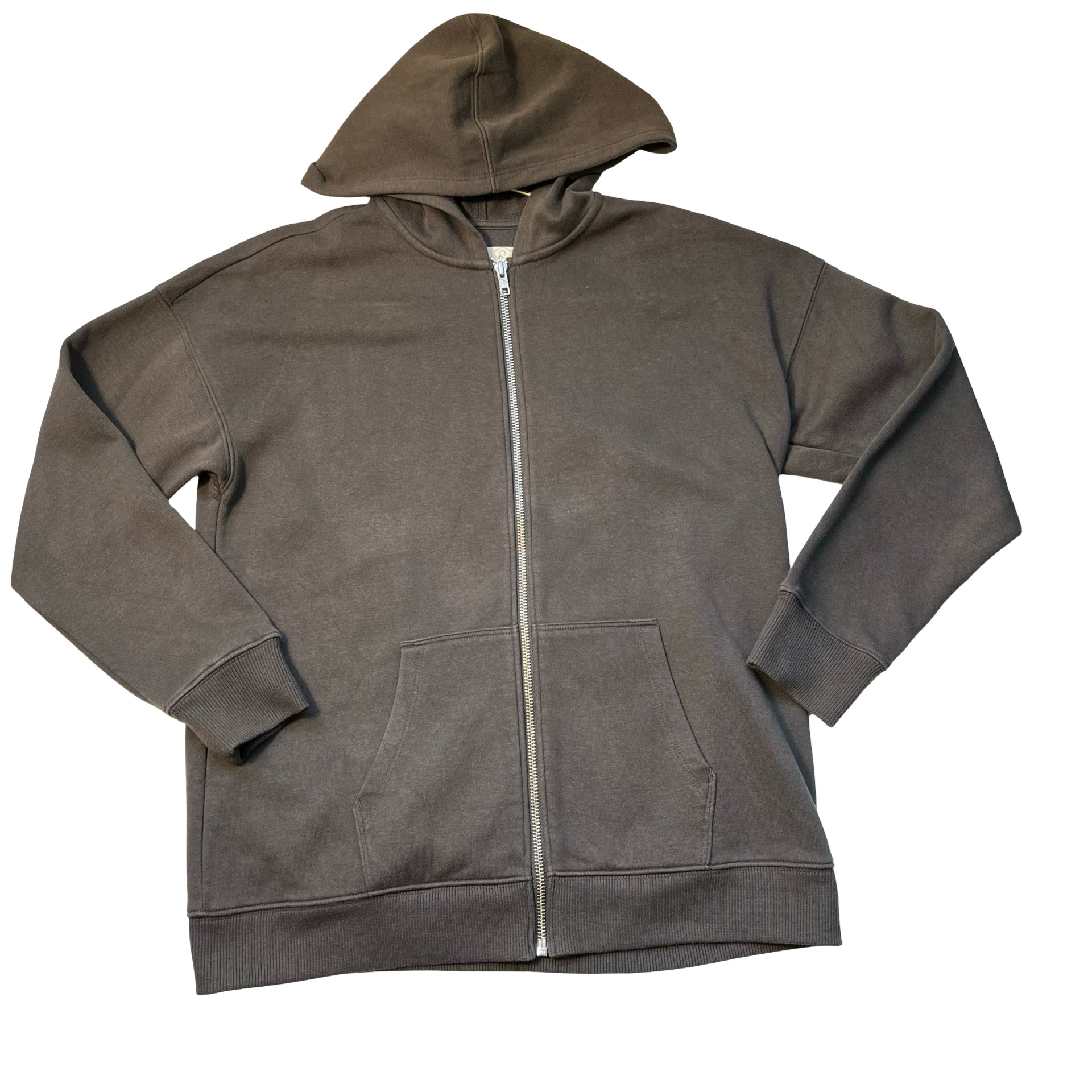 Treasure & Bond Dark Gray Zip-Up Hooded Sweatshirt - Size L 10-12