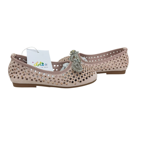 Lola & The Boys 'Peach Sparkle Bow Ballet Flats' New with Tags in Box - Size 11C