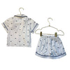 Petite Plume White & Navy Whale Print 2 Piece PJ Set - Size 6-12 Mo