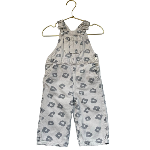 Zara Ivory Leopard Print Denim Overalls - Size 1.5Y