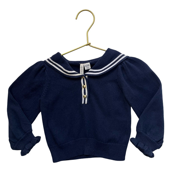 Janie and Jack Navy Sailor Collar Cotton Sweater - Size 18-24 Mo